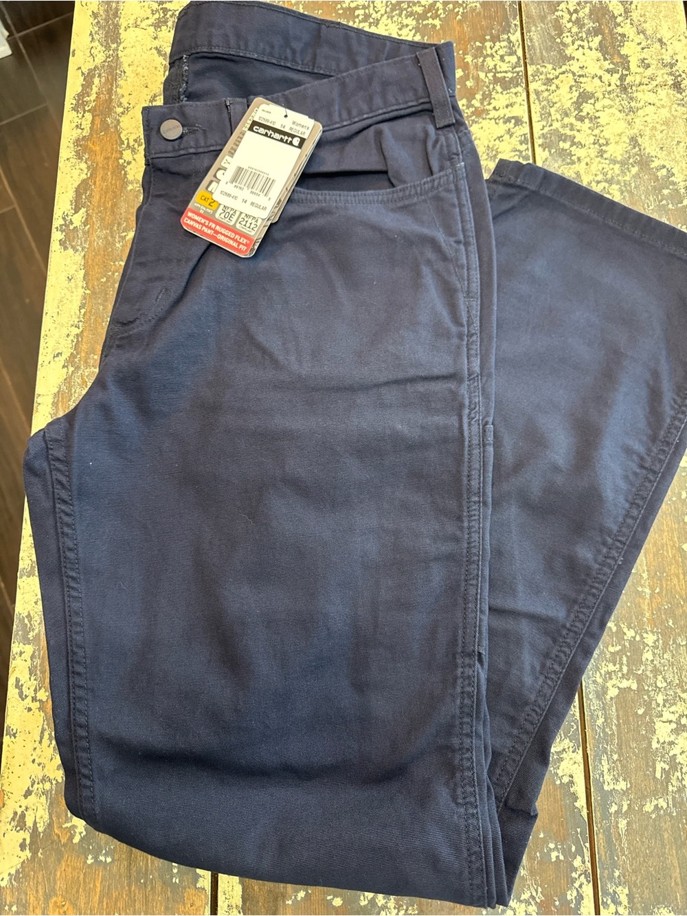 Woman’s Carhartt Dark Navy Straight-Leg Work Jeans